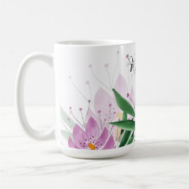 Caneca De Café Lotus Flowers Bloom Lilac Violet Watercolor