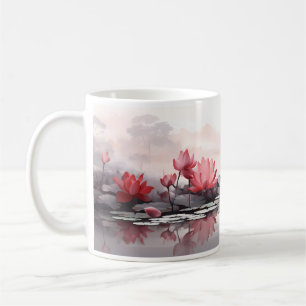 Caneca De Café Lótus Fresco Na Superfície Da Água