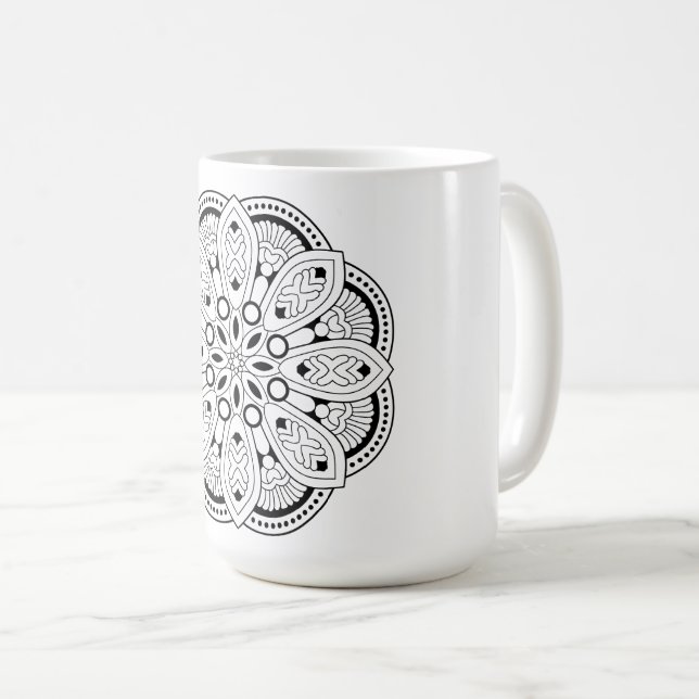 Caneca De Café Lotus Mandala Design (Frente Esquerda)