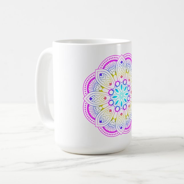 Caneca De Café Lotus Mandala Design (Frente Esquerda)