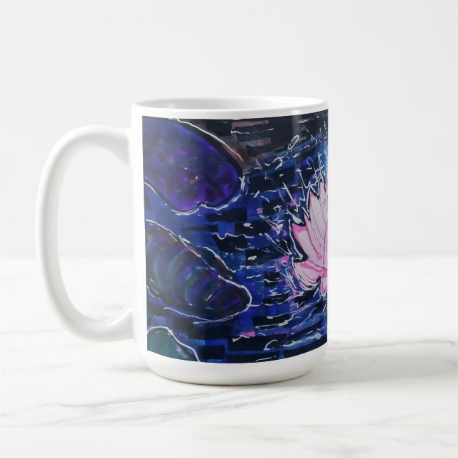 Caneca De Café Lótus na Água Escura (Esquerda)