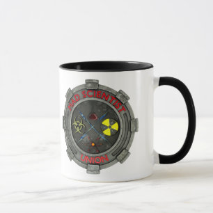 Caneca de café louca da união do cientista