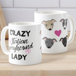 Caneca De Café Louca italiana Greyhound Lady Cachorro amante Engr