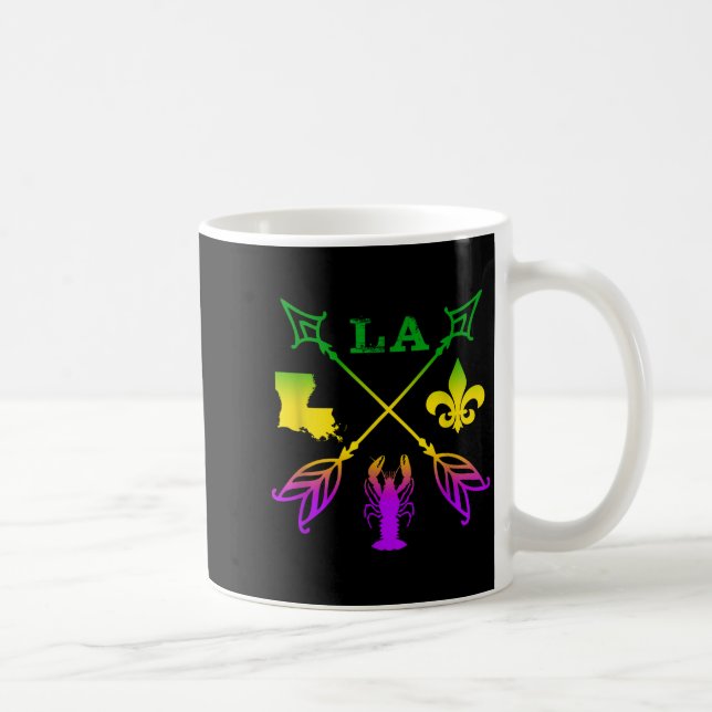 Caneca De Café Louisiana Arrow Mardi Gras , Uni-adult, Black, Sma (Direita)