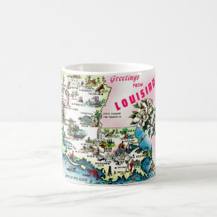 Caneca De Café Louisiana Map Mug