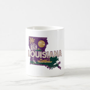 Caneca De Café Louisiana Retro State Silhouette