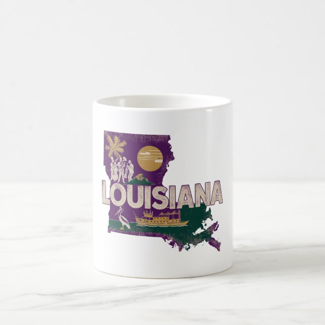 Caneca De Café Louisiana Retro State Silhouette (Centro)