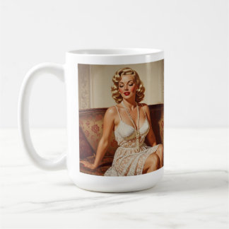 Caneca De Café Loura Bonita ao Estilo Retro dos Anos 50