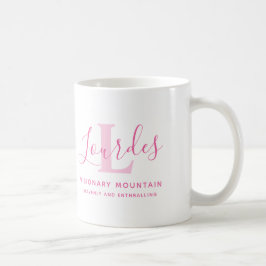 Caneca De Café Lourdes significa nome e monograma cor-de-rosa