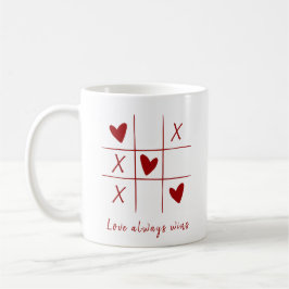 Caneca De Café Love Always wins Quote l Red Heart Playful 
