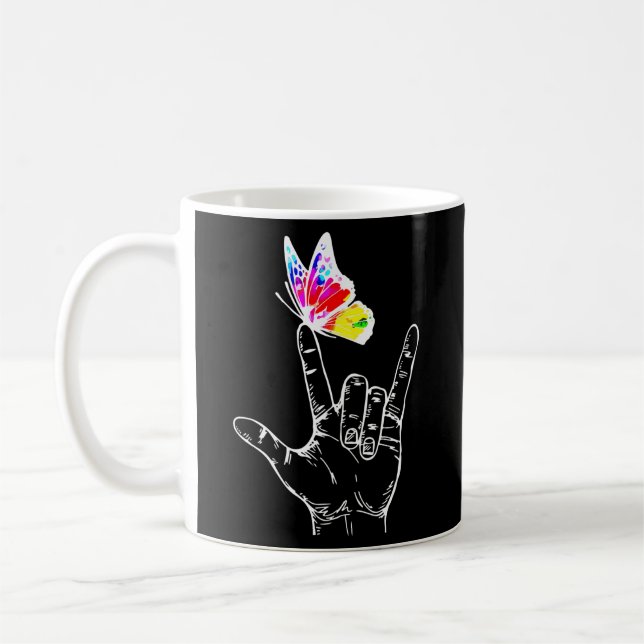 Caneca De Café Love Asl Love Sign Language Ily (Esquerda)