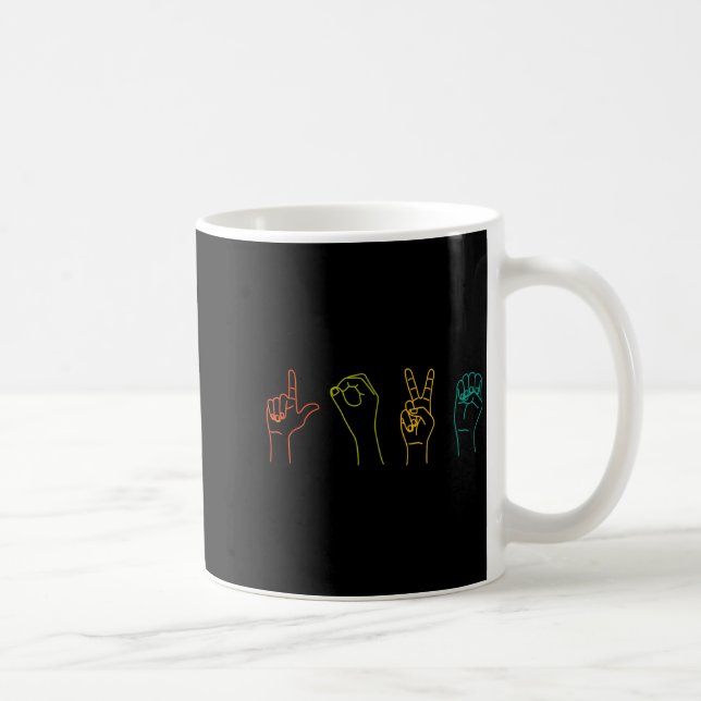Caneca De Café Love Asl Sign Language Alphabet Valentines Day  (Direita)
