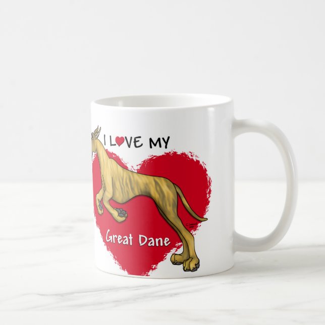 Caneca De Café Love Brindle Great Dane (Direita)
