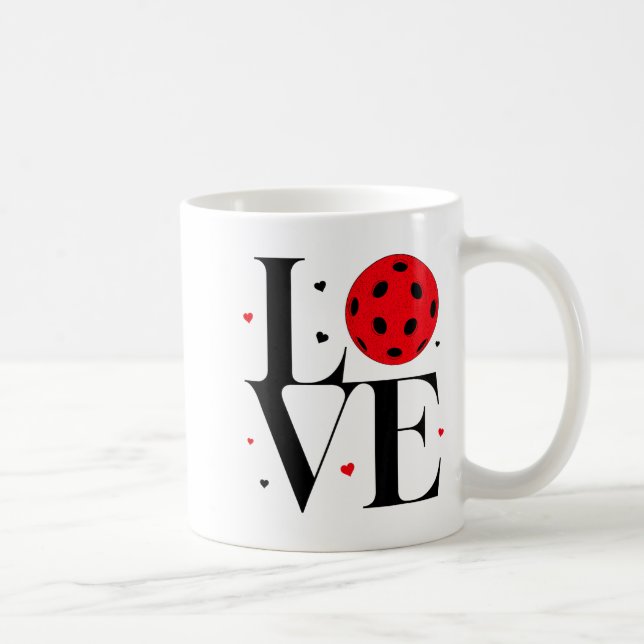 Caneca De Café Love Ckleball Valentines Day Cute Red Heart  (Direita)