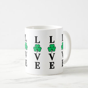 Caneca De Café LOVE Clover Shamrock Irlanda Rua texto baseado em 