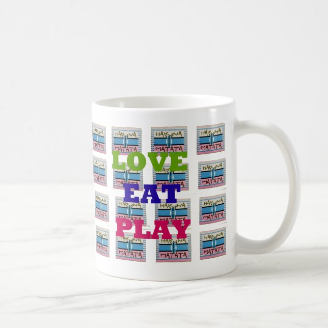 Caneca De Café Love Comed Play Hakuna Matata Art Impressão (Direita)