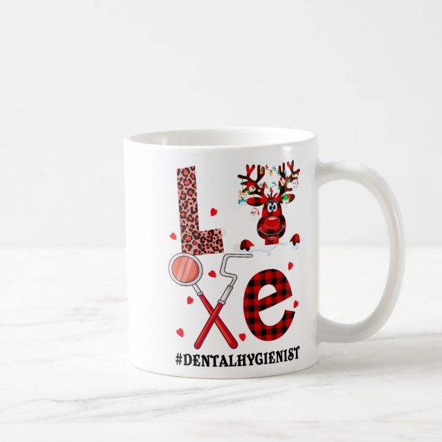 Caneca De Café Love Dental Christmas Reindeer Dental Squad Xmas D (Direita)