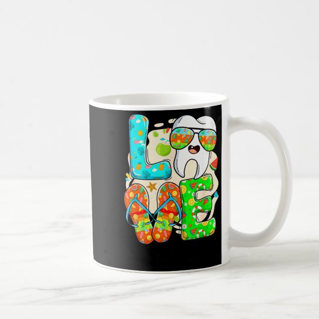 Caneca De Café Love Dental Life Cute Tooth Flip Flops Summer Dent (Direita)