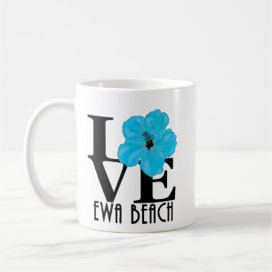 Caneca De Café LOVE Ewa Beach Blue Hibiscus 11oz