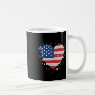 Caneca De Café Love Flag Usa Heart, 4 De Julho, American Proud Gi