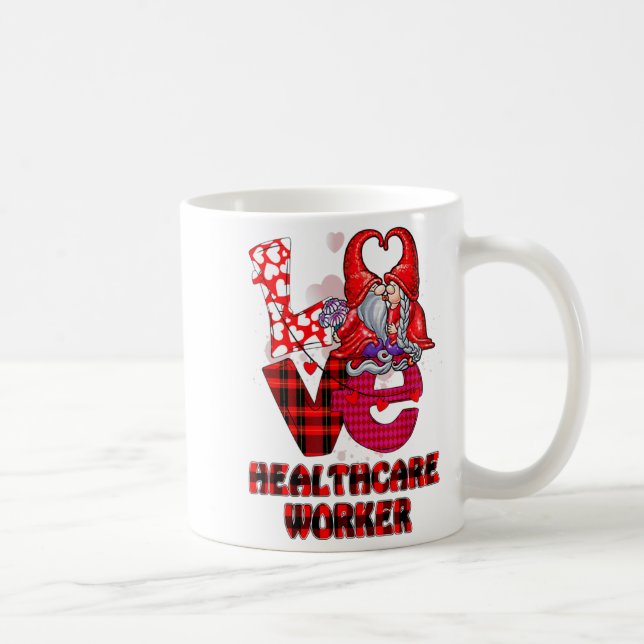 Caneca De Café Love Gnome Healthcare Worker Valentines Day Heart  (Direita)