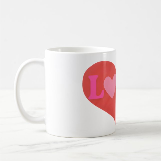 Caneca De Café  LOVE Heart Cute Typography  (Esquerda)