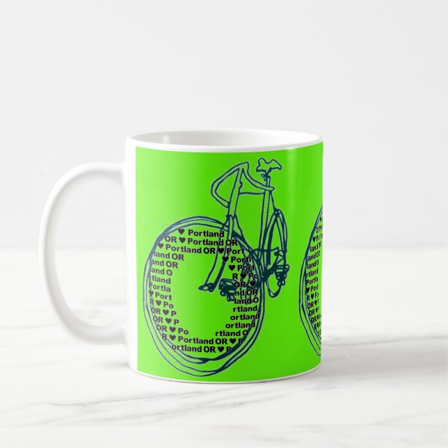 Caneca De Café Love Heart Portland Bicycle Coffee Mug (Esquerda)