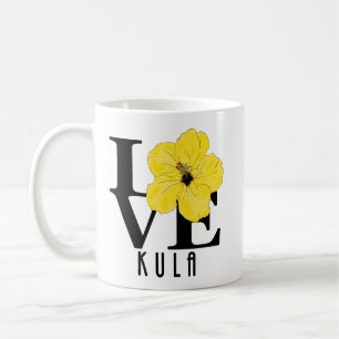 Caneca De Café LOVE Kula Yellow Hibiscus 11oz