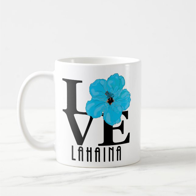 Caneca De Café LOVE Lahaina Blue Hibiscus 11oz (Esquerda)