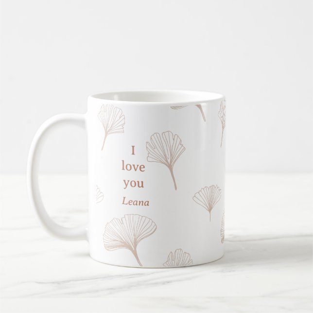 Caneca De Café Love Leana Ginko Tree Folhas (Esquerda)