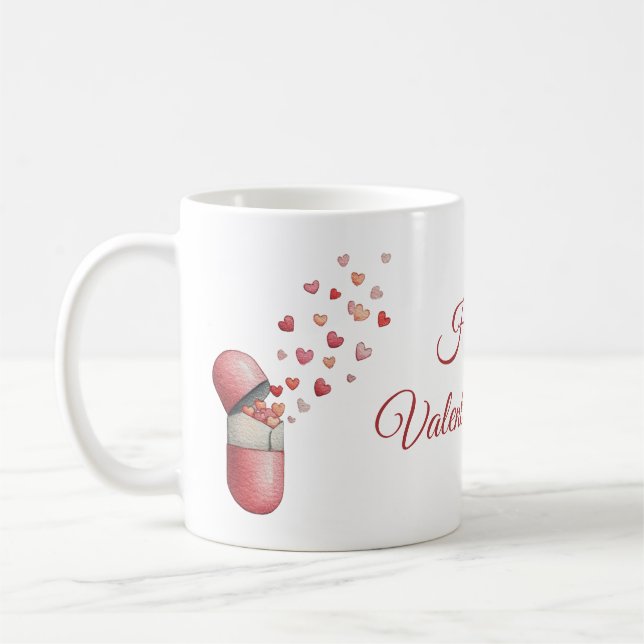 Caneca De Café Love Medicine Valentine's Day Design (Esquerda)