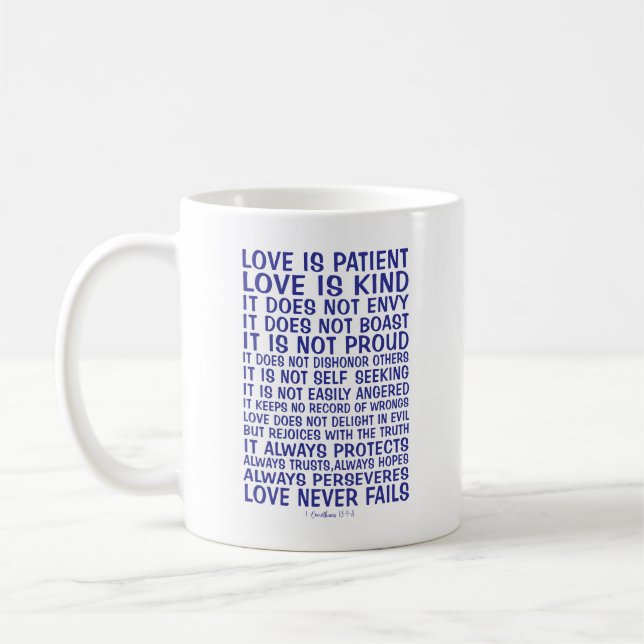 Caneca De Café Love Never Fails Personalized (Esquerda)