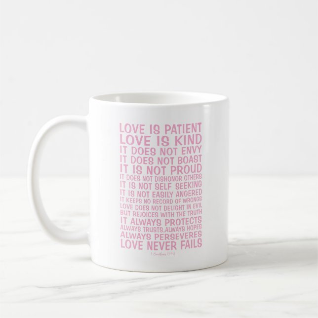 Caneca De Café Love Never Fails Personalized (Esquerda)