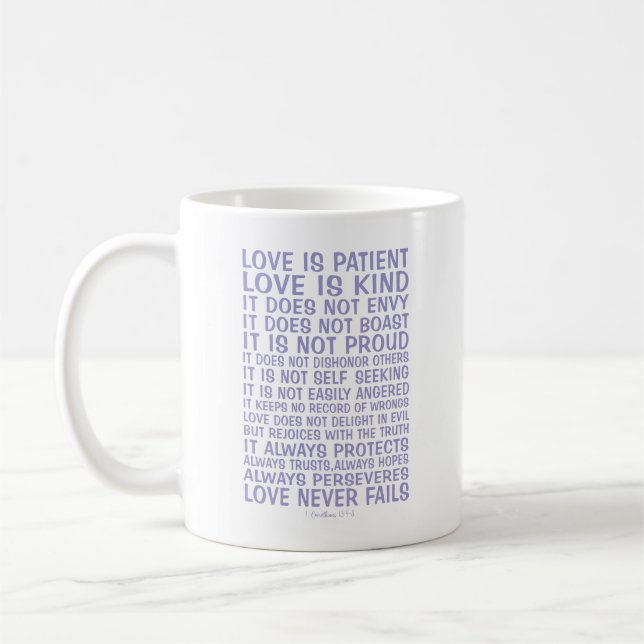 Caneca De Café Love Never Fails Personalized (Esquerda)