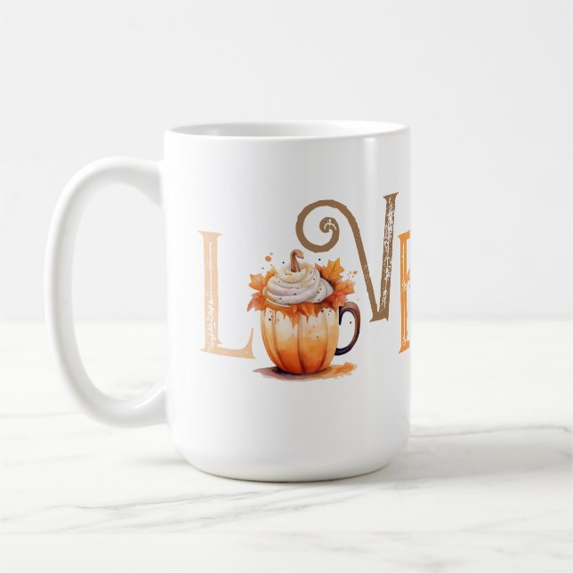 Caneca De Café Love Pumpkin Spice Personalizado Mug (Esquerda)