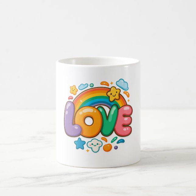 Caneca De Café 🌈💖 “LOVE” Rainbow Mug ☕✨ (Centro)