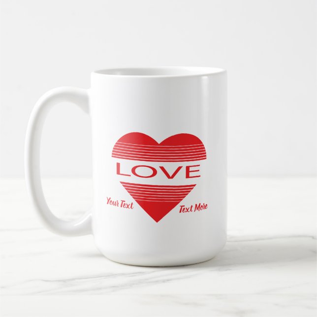 Caneca De Café Love & Romance Concept Design with Heart Elements (Esquerda)