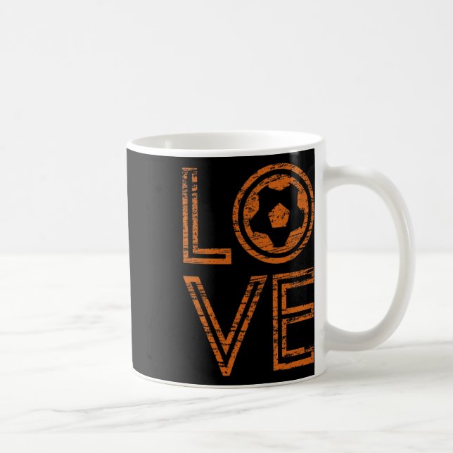 Caneca De Café Love Soccer European Football Outline Retro Graphi (Direita)