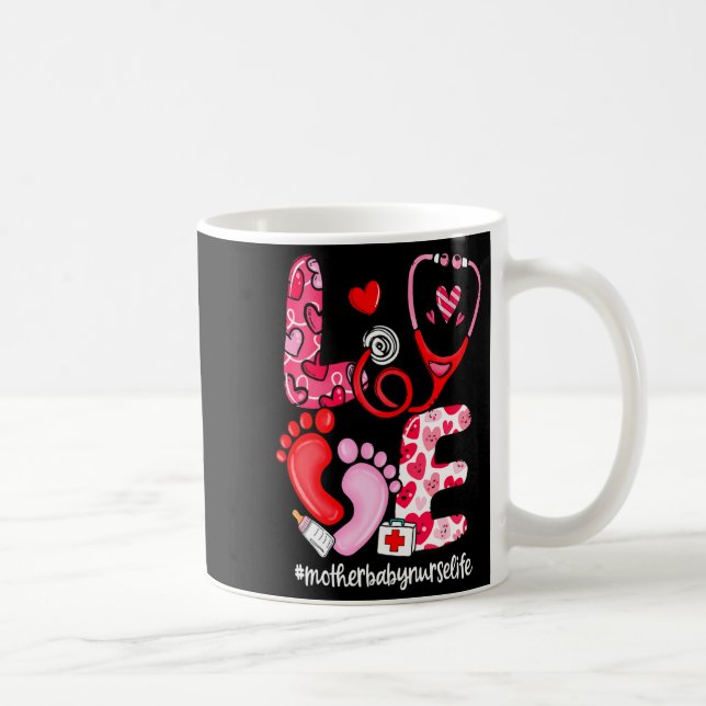 Caneca De Café Love Stethoscope Mother Baby Nurse Life Valentine  (Direita)