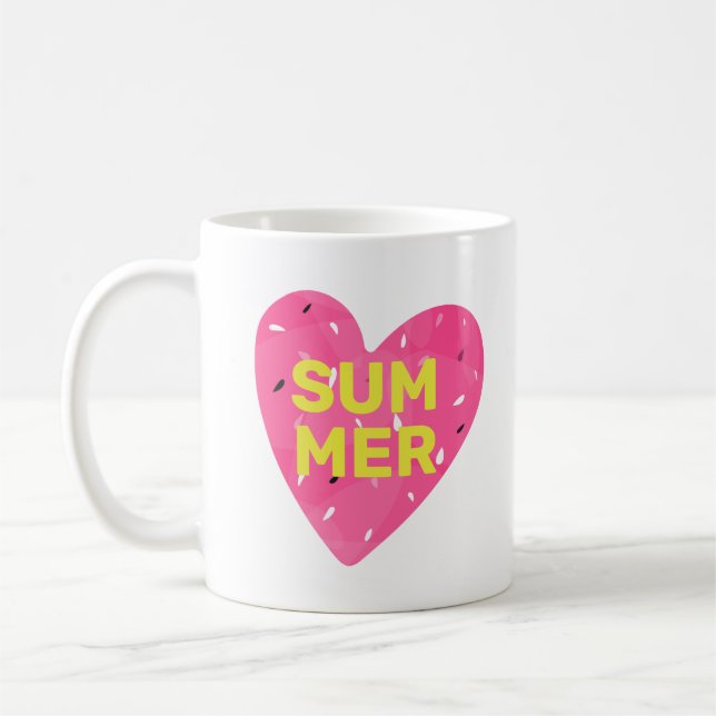 Caneca De Café Love Summer Watermelon Heart Pink (Esquerda)