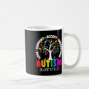 Caneca De Café Love Support Accept Compreender Autismo De Árvore