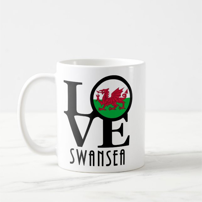 Caneca De Café LOVE Swansea Wales 11oz (Esquerda)