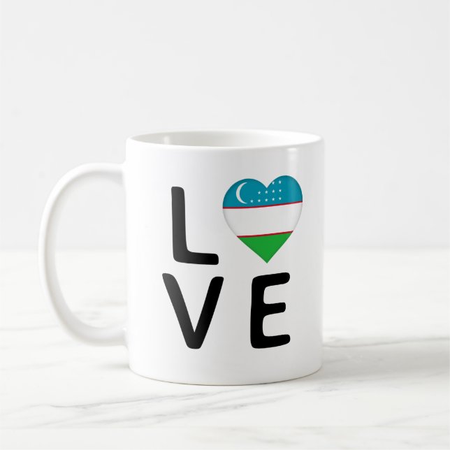 Caneca De Café Love - Uzbequistão Flag (Esquerda)