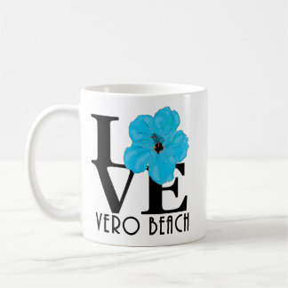 Caneca De Café LOVE Vero Beach Blue Hibiscus 11oz