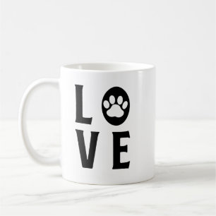 Caneca De Café Love with Paw Print (Cats, Cães, Animais De Compan