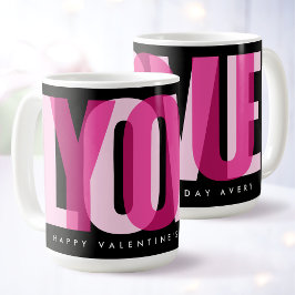 Caneca De Café Love You Custom Happy Valentine's Day Pink Black