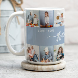 Caneca De Café Love You Grandma 12 Photo Collage Dusty Blue