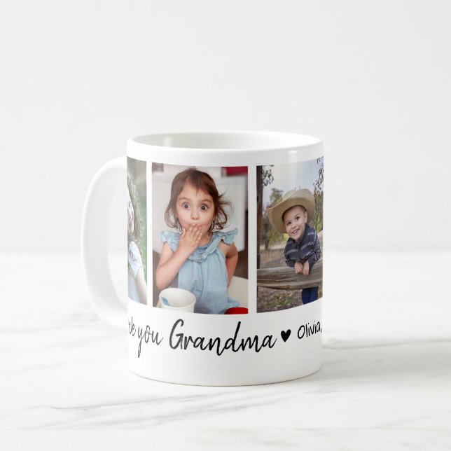 Caneca De Café Love You Grandma Grandkids 5 Photo Collage   (Frente Esquerda)