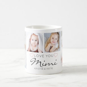 Caneca De Café LOVE YOU MIMI Personalizado 4 Fotos Manuscritas