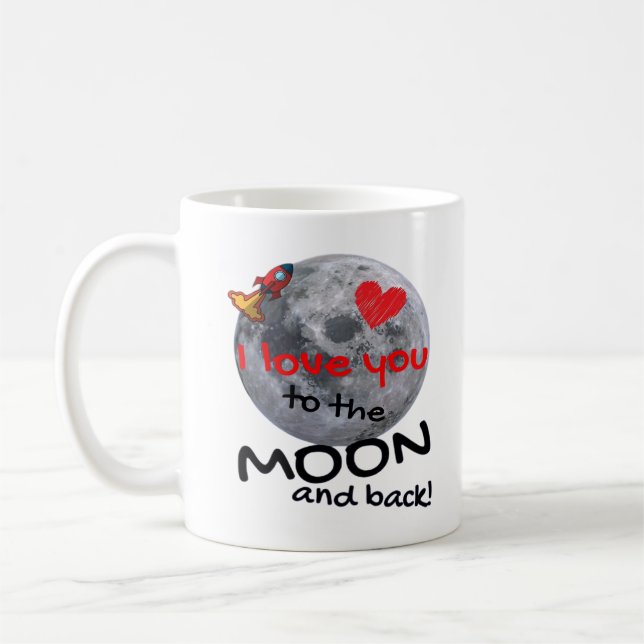 Caneca De Café Love You To The Moon And Back Playful Style  (Esquerda)